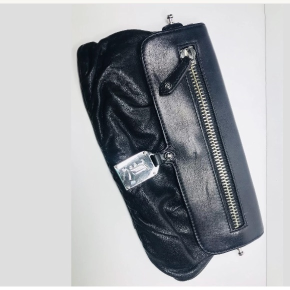 L.A.M.B. Gwen Stefani Handbag Clutch Black Leather - Picture 4 of 8